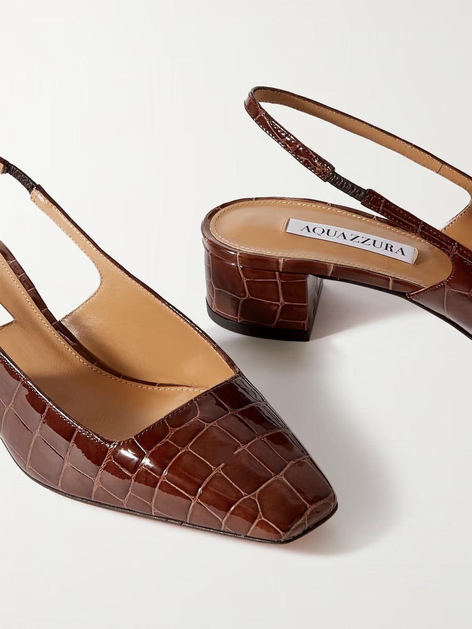 Ginza 35 croc-effect leather slingback pumps