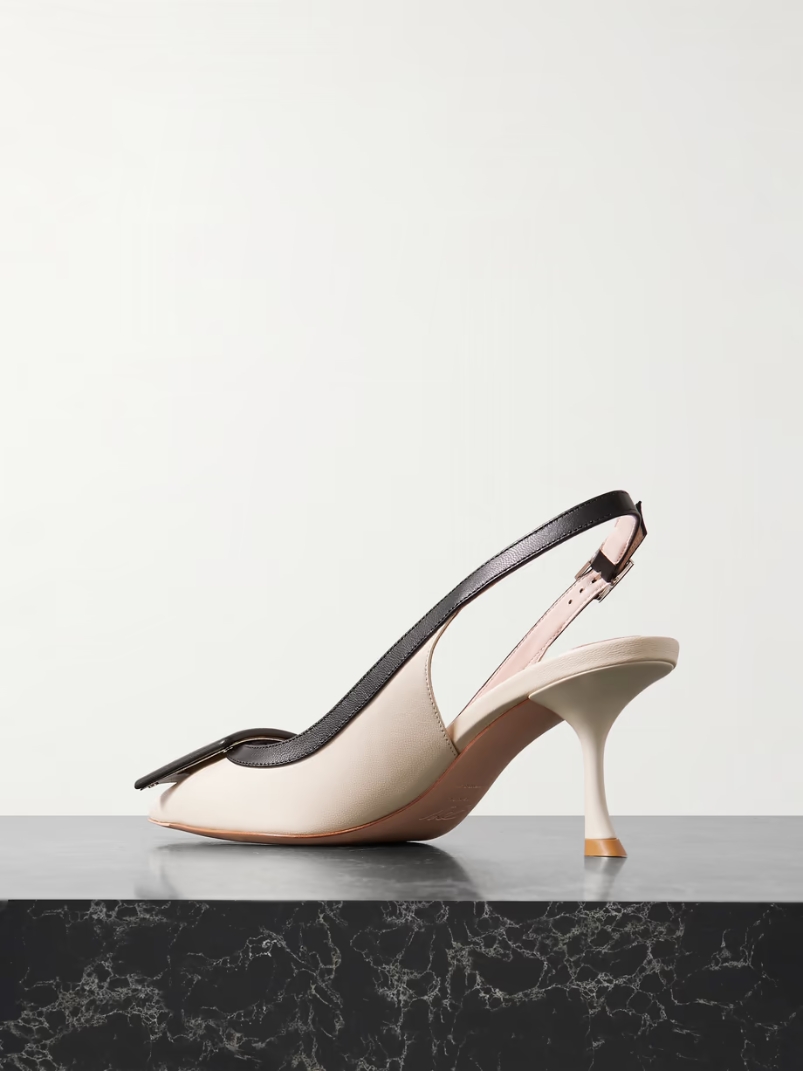 Viv In The City two-tone leather point-toe slingback pumps