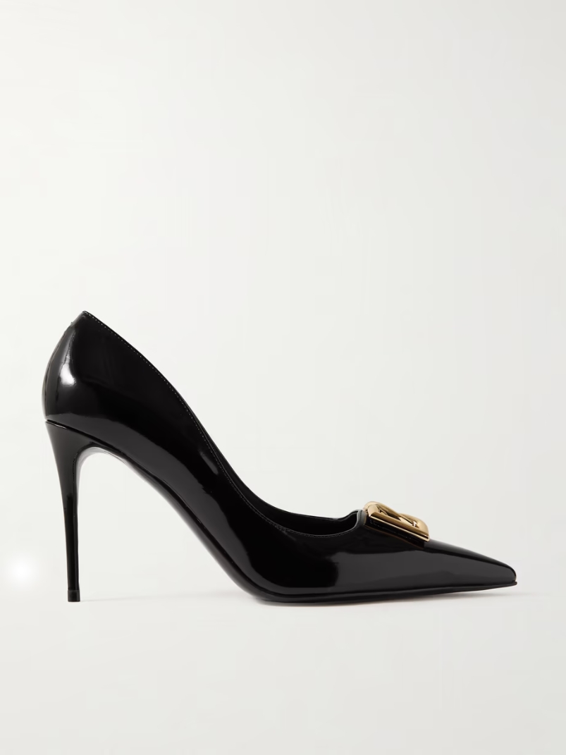 Formale embellished patent-leather point-toe pumps