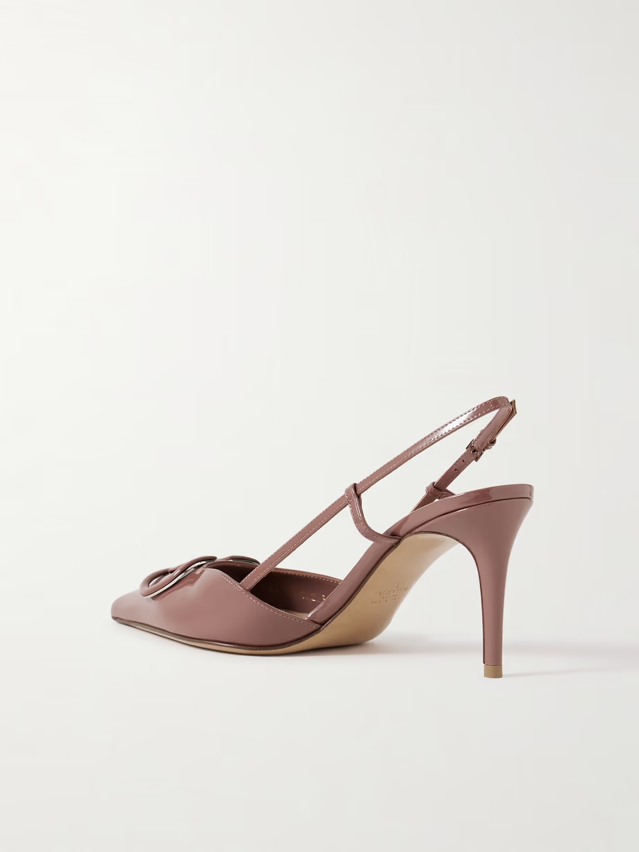 VLOGO patent-leather slingback pumps