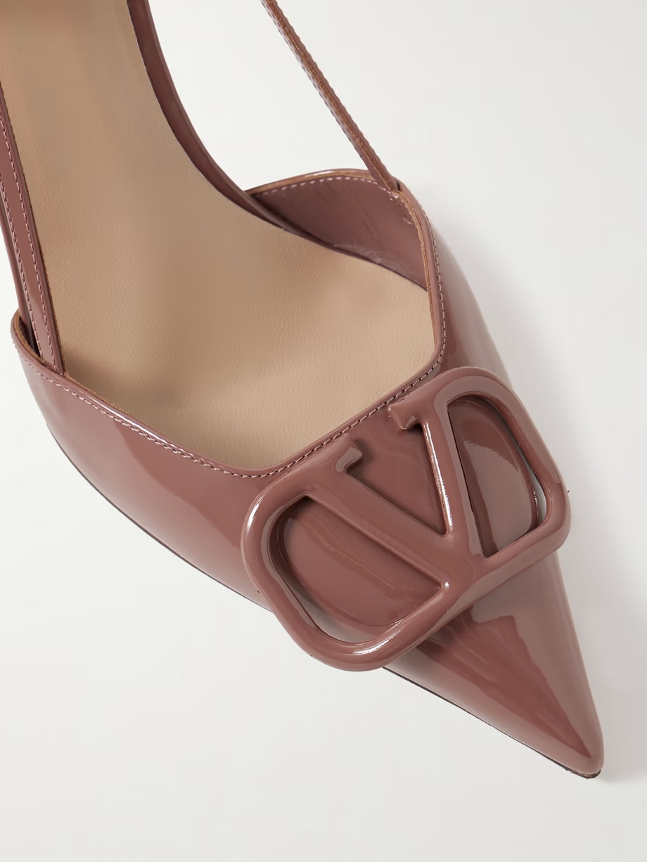 VLOGO patent-leather slingback pumps