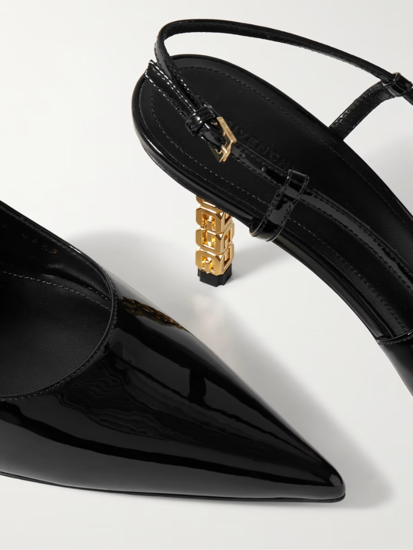 G Cube patent-leather slingback pumps