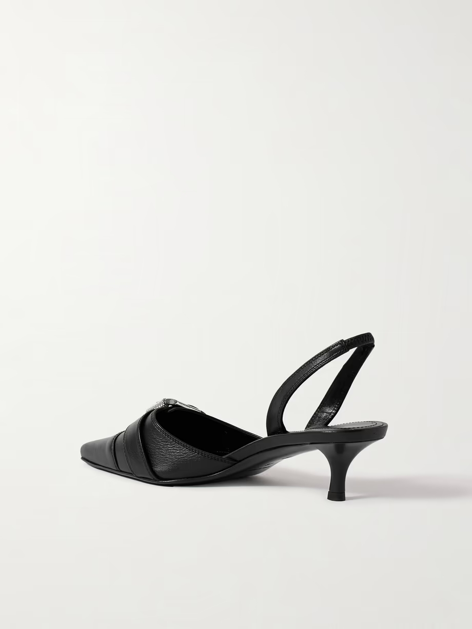 Voyou buckled textured-leather slingback pumps