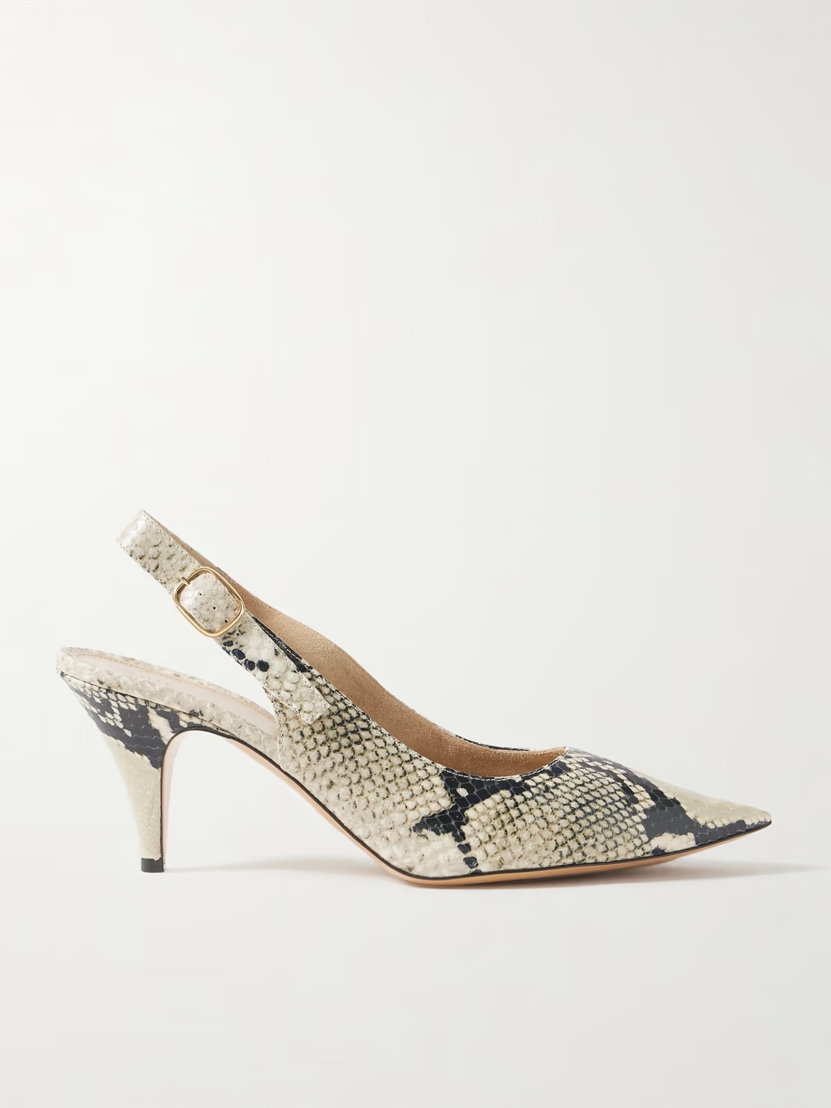 River snake-effect slingback pumps