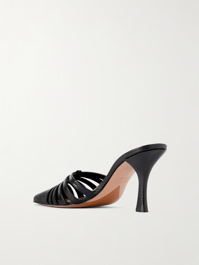 + Nadia Lee Cohen patent and snake-effect leather mules