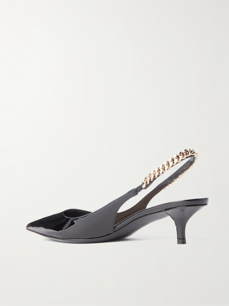 Signoria embellished patent-leather slingback pumps