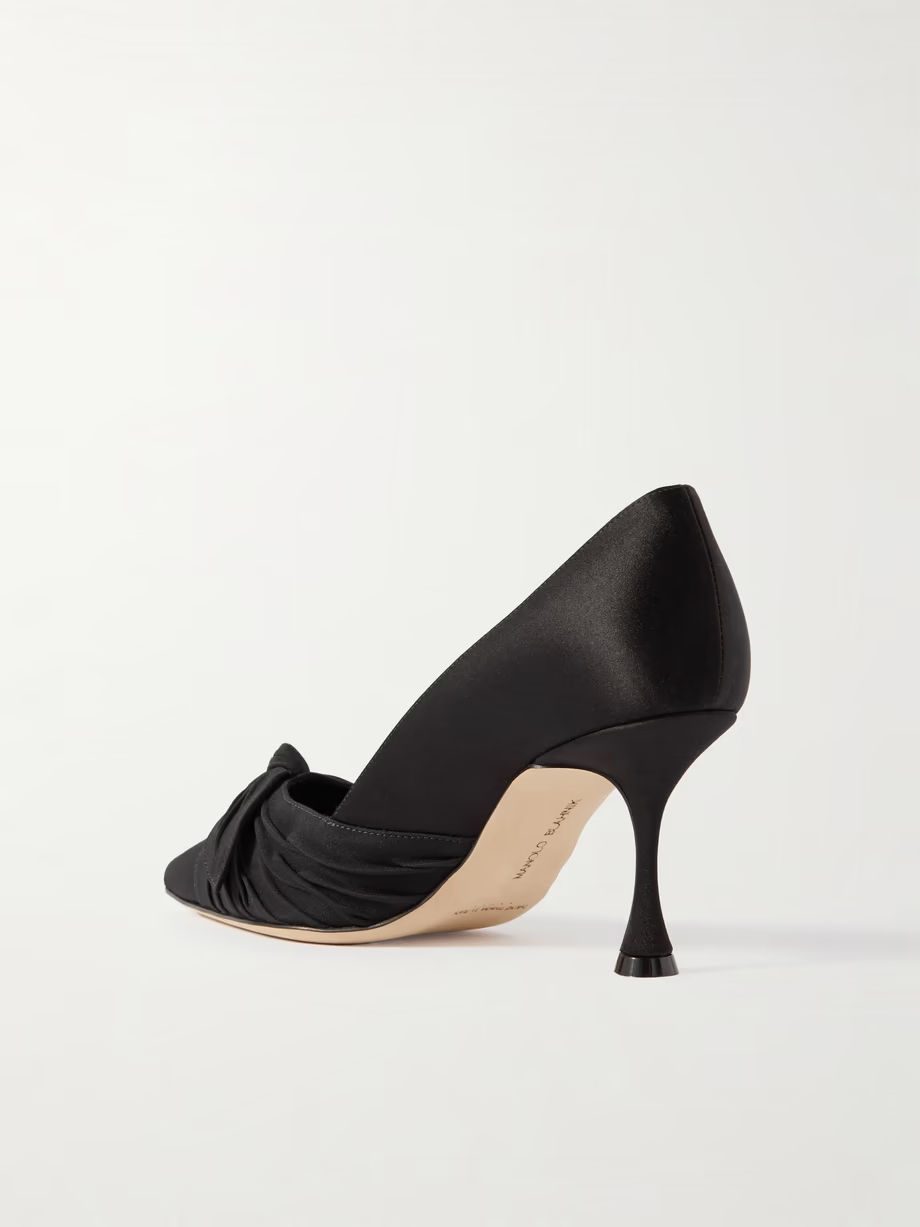 Terka 70 bow-embellished poplin-trimmed satin pumps