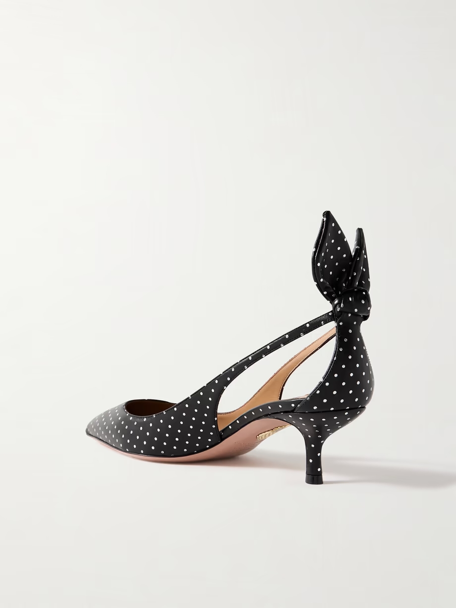 Bow Tie 50 metallic polka-dot leather pumps