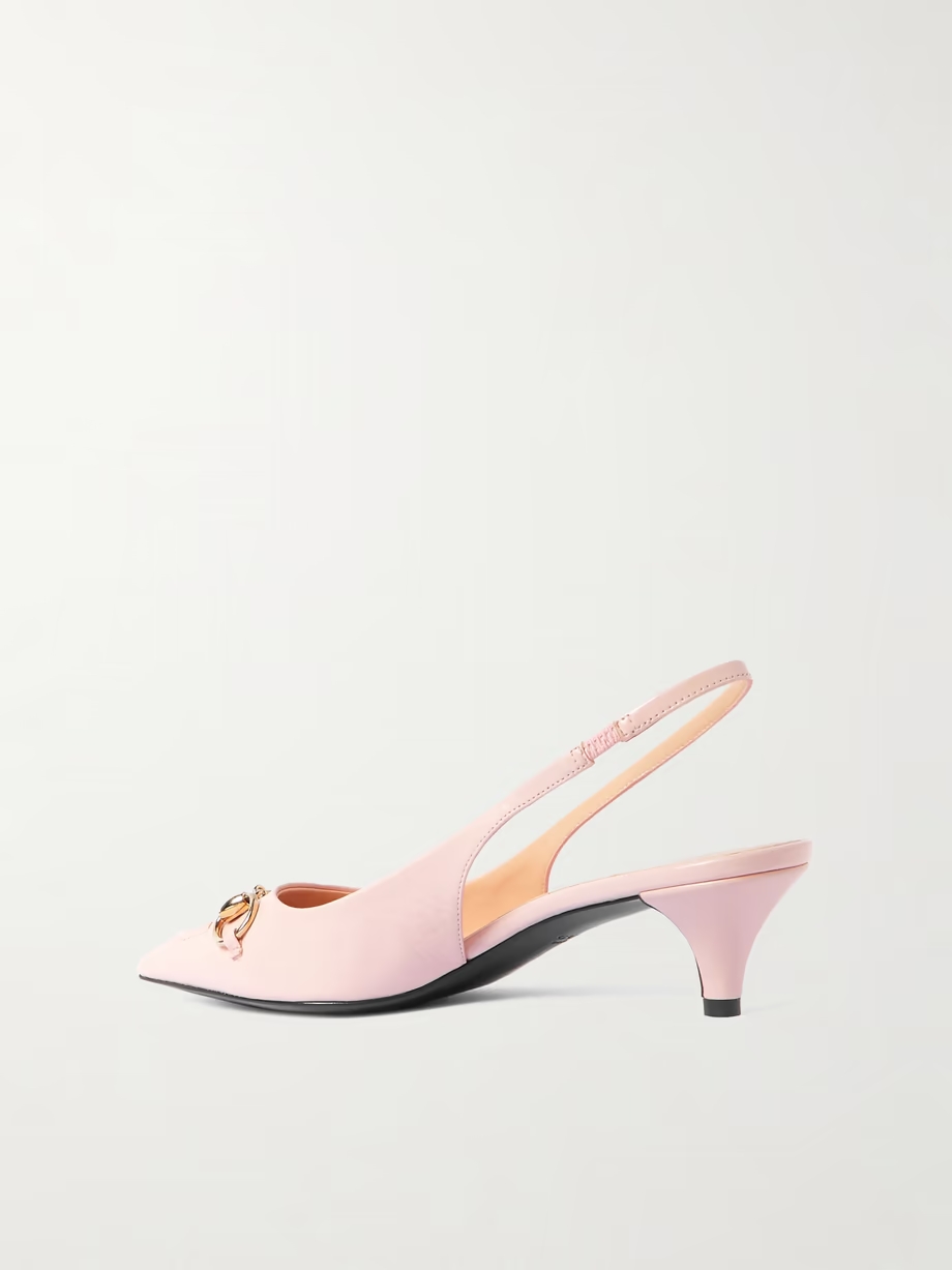 Erin horsebit-detailed leather slingback pumps