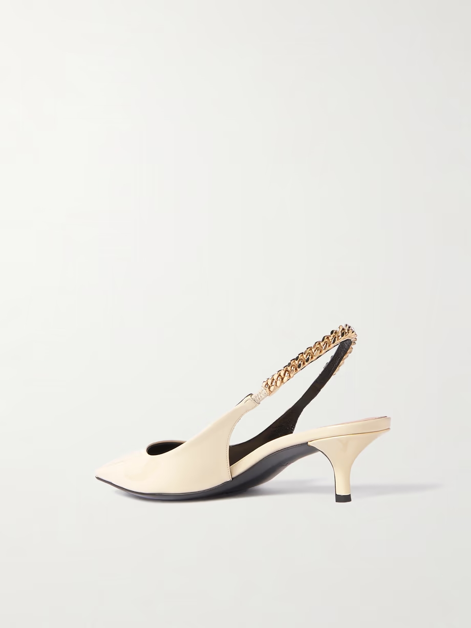 Signoria embellished patent-leather slingback pumps