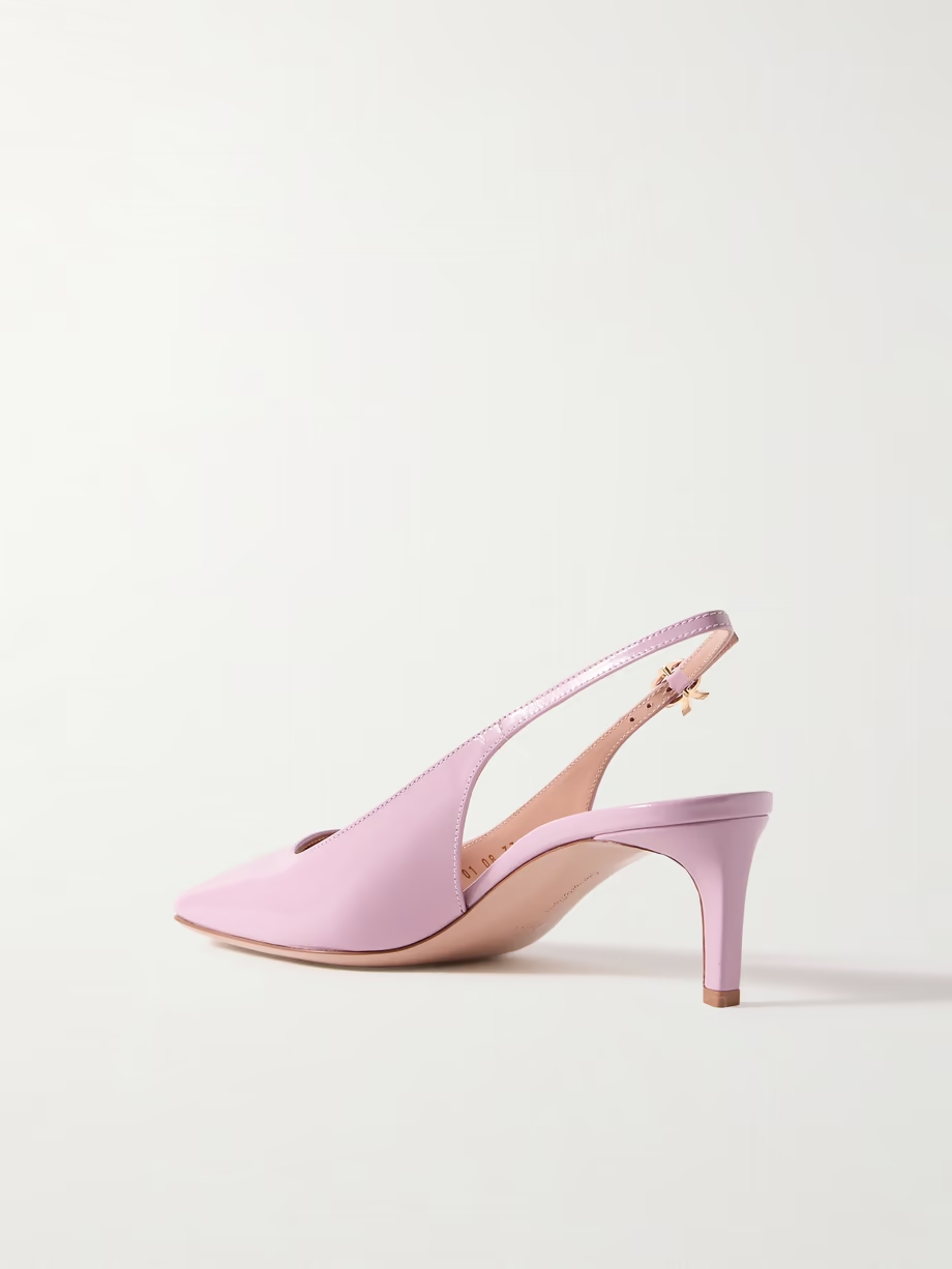 Nuit 55 glossed-leather slingback pumps