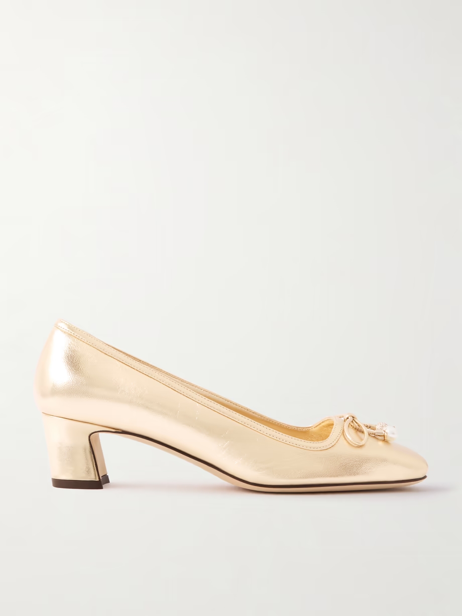 Elme 45 embellished metallic leather pumps