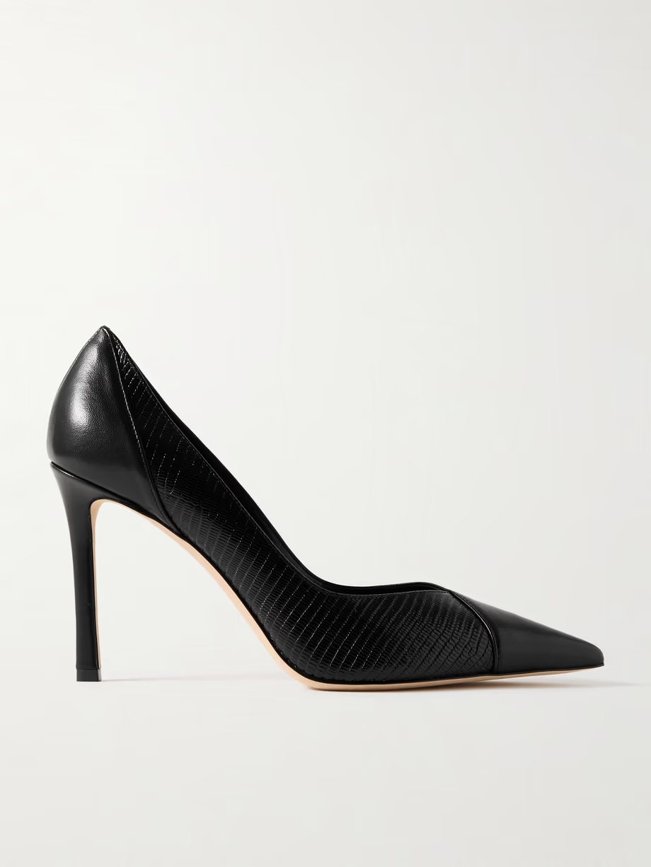 Cass 95 lizard-effect and smooth leather pumps