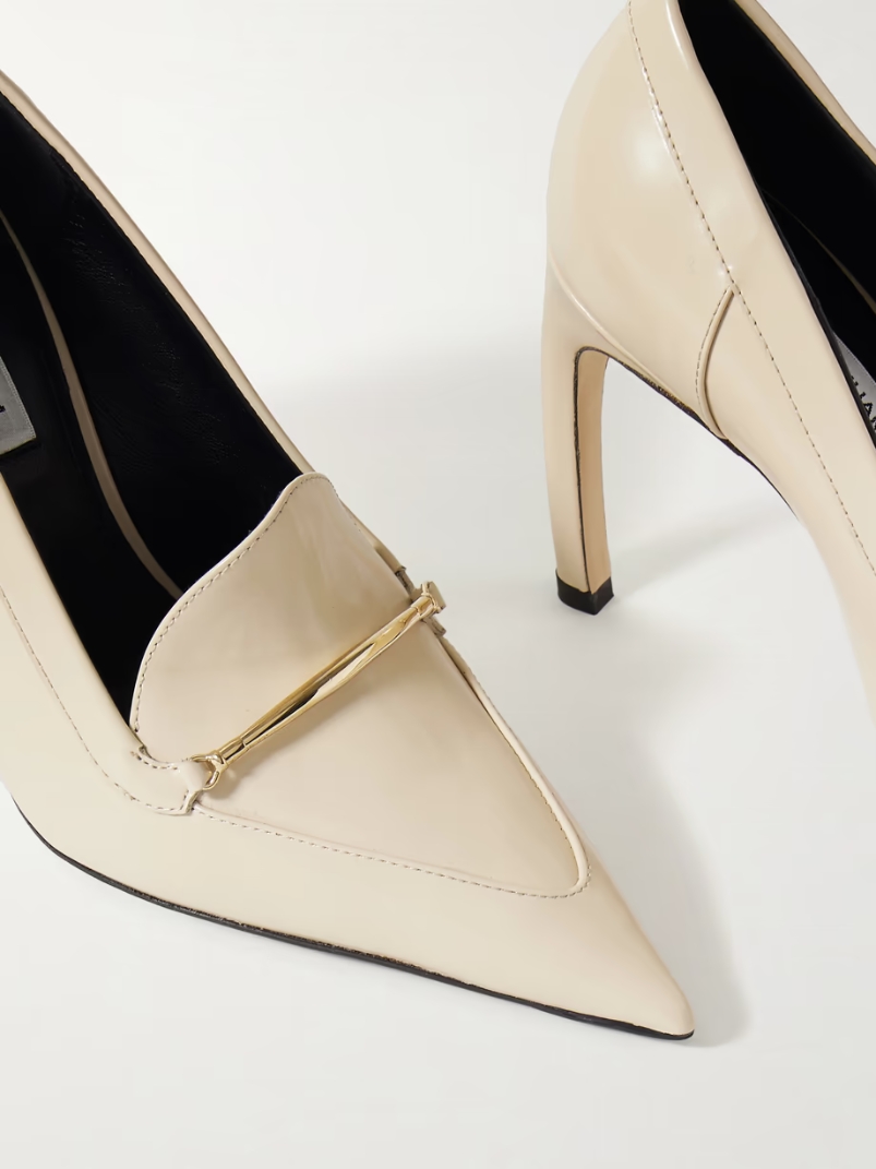 Embellished glossed-leather pumps