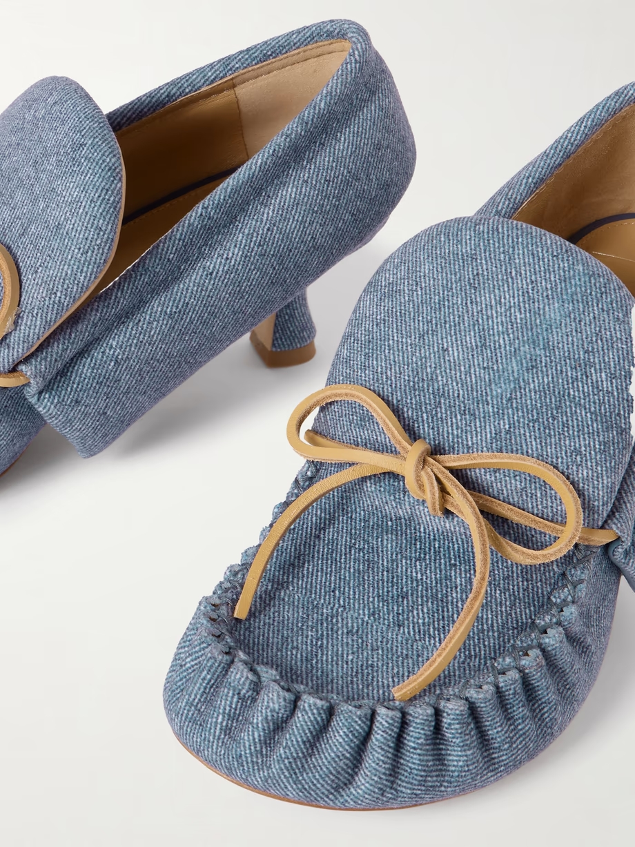 Babush bow-detailed denim pumps