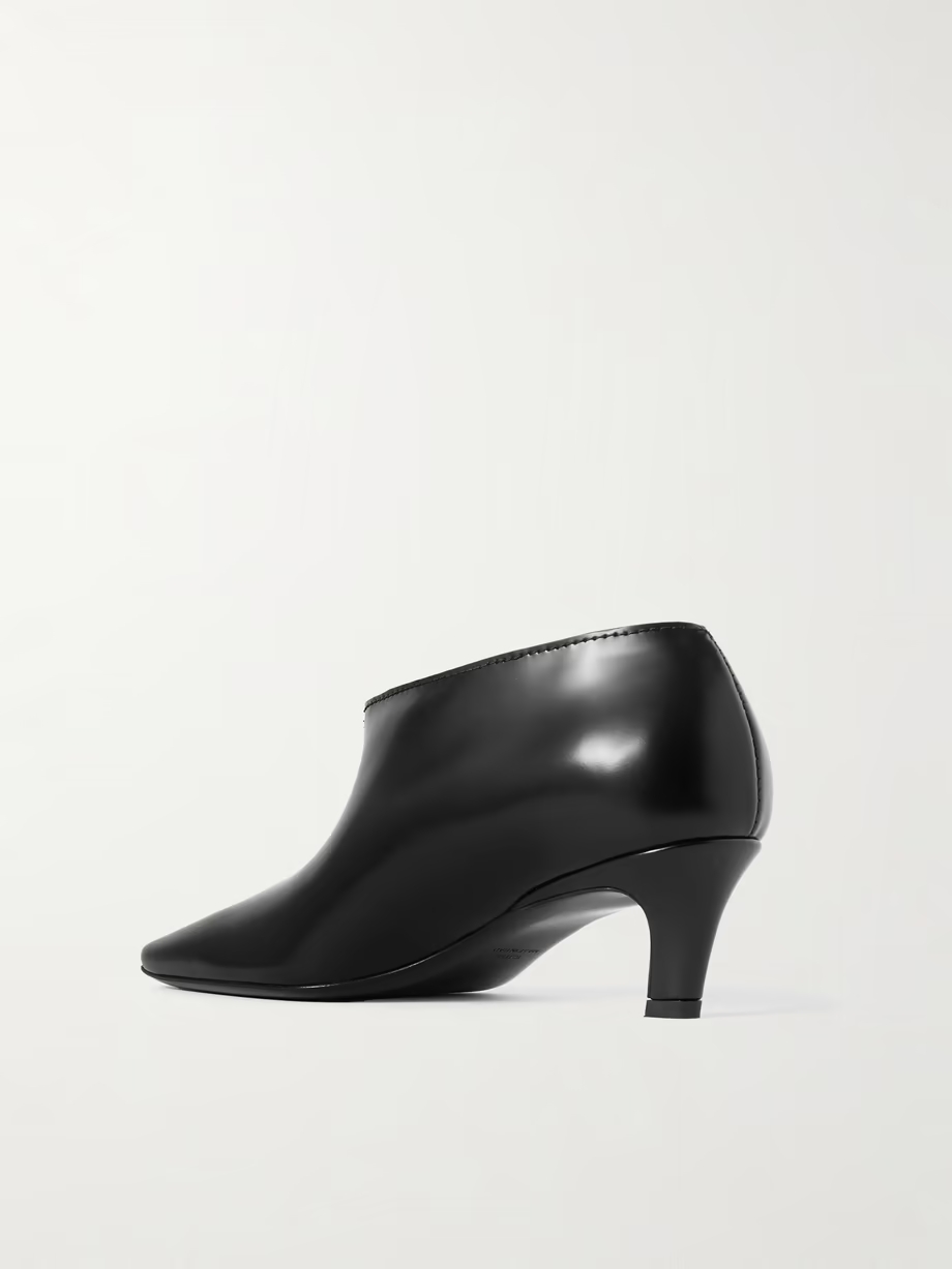 The Wide Shaft glossed-leather ankle boots