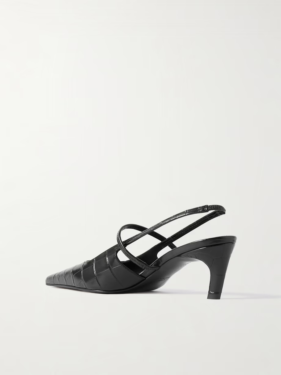 The Sharp croc-effect leather slingback pumps