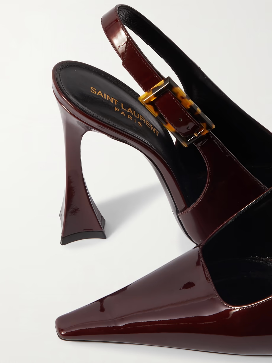 Dune patent-leather slingback pumps