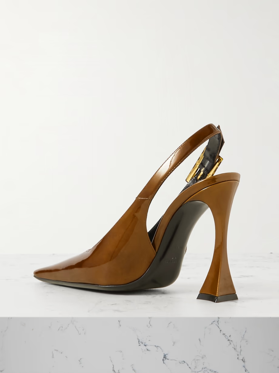 Dune patent-leather slingback pumps