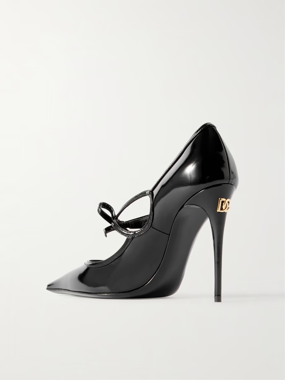 Mun bow-embellished patent-leather pumps