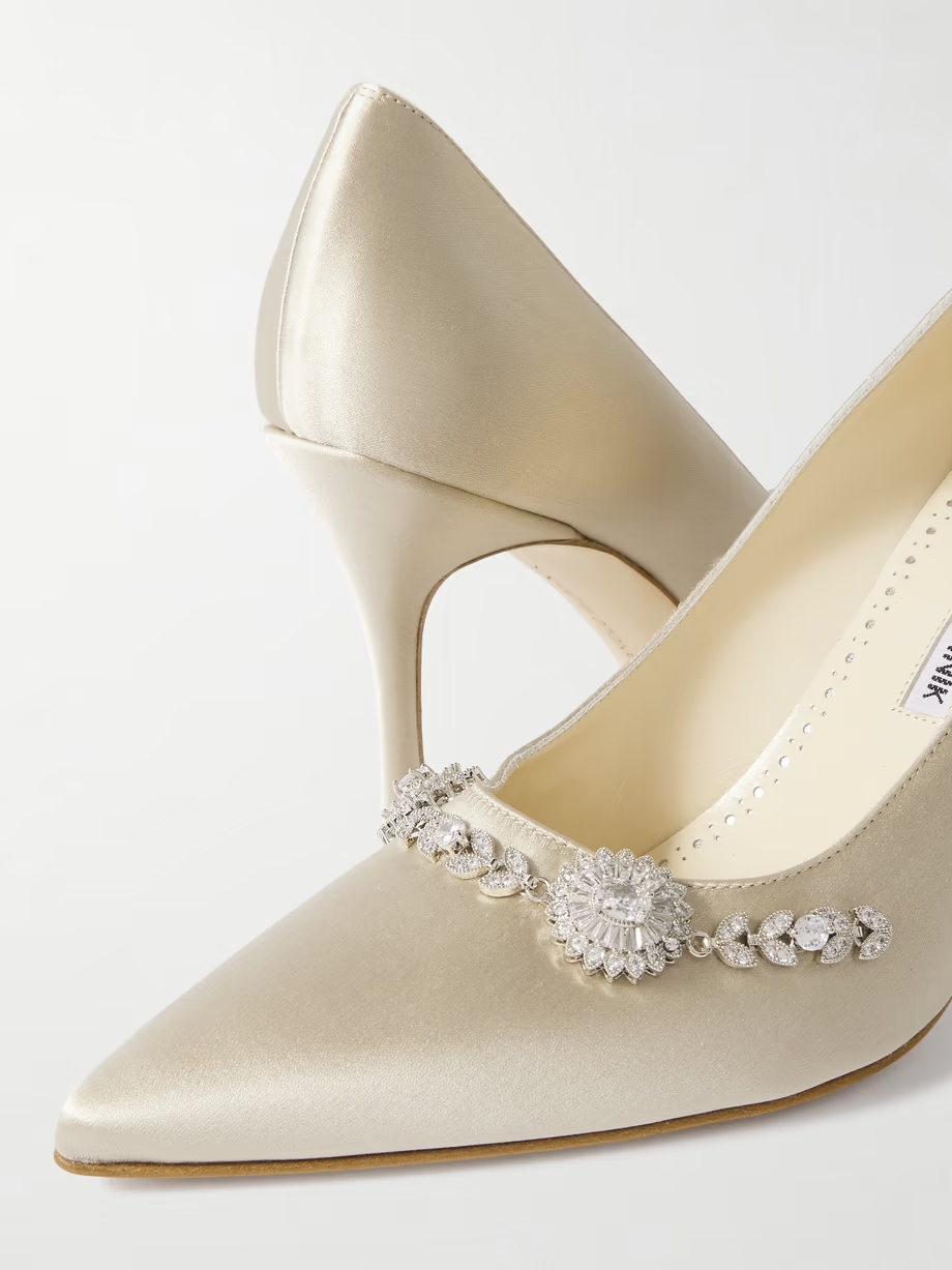 Lamikpump 90 crystal-embellished satin pumps