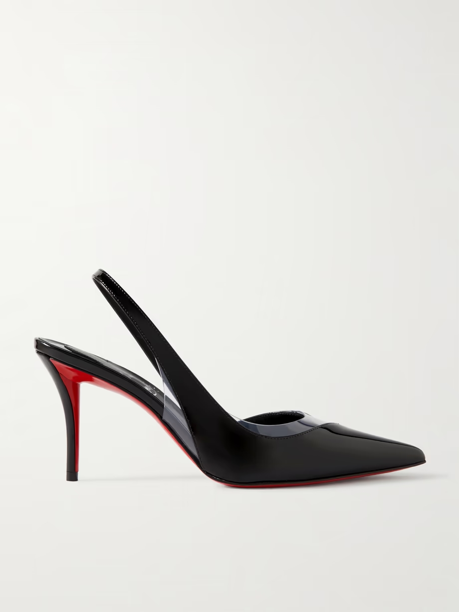 Posticha 80 patent-leather and PVC slingback pumps