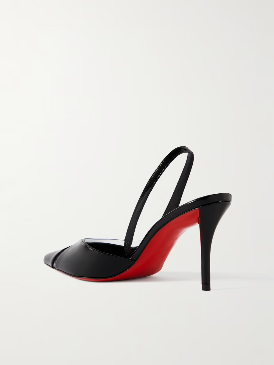 Posticha 80 patent-leather and PVC slingback pumps