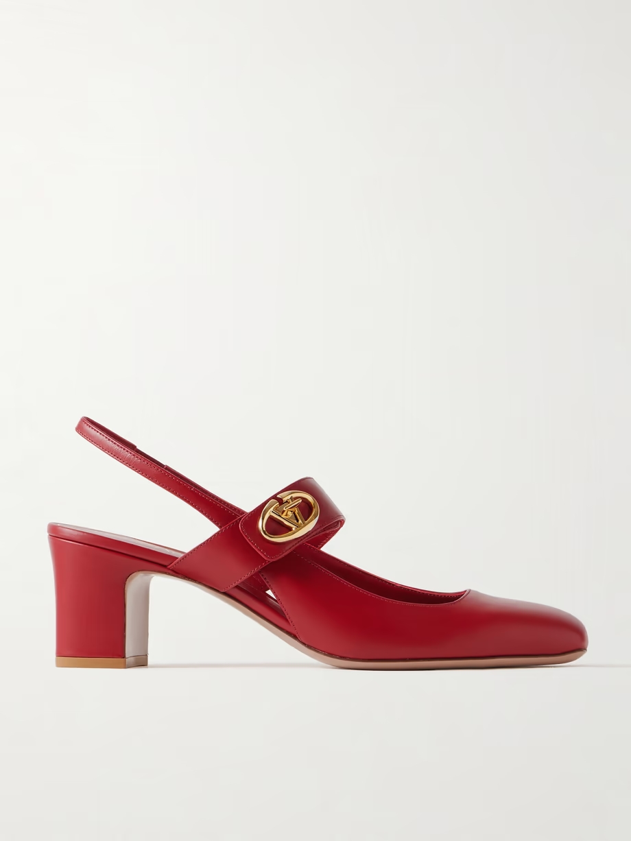 VLOGO 60 logo-embellished leather slingback pumps