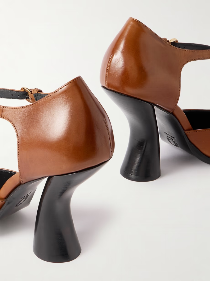 Mary Jane leather point-toe pumps