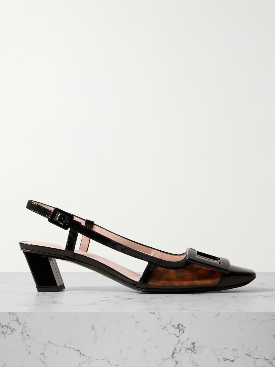 Belle Vivier patent-leather trimmed tortoiseshell PVC pumps