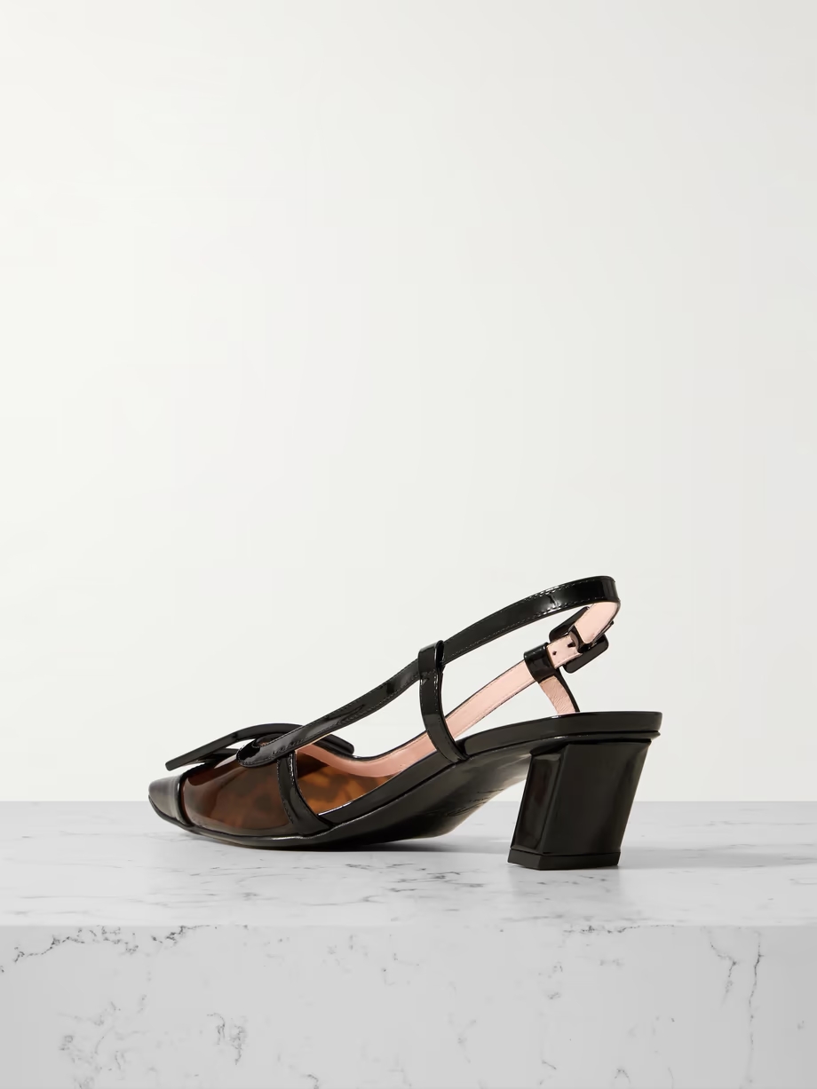 Belle Vivier patent-leather trimmed tortoiseshell PVC pumps