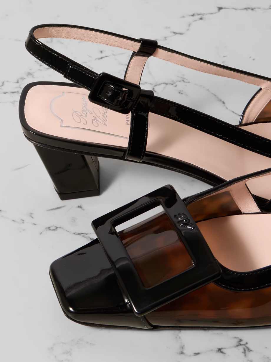 Belle Vivier patent-leather trimmed tortoiseshell PVC pumps