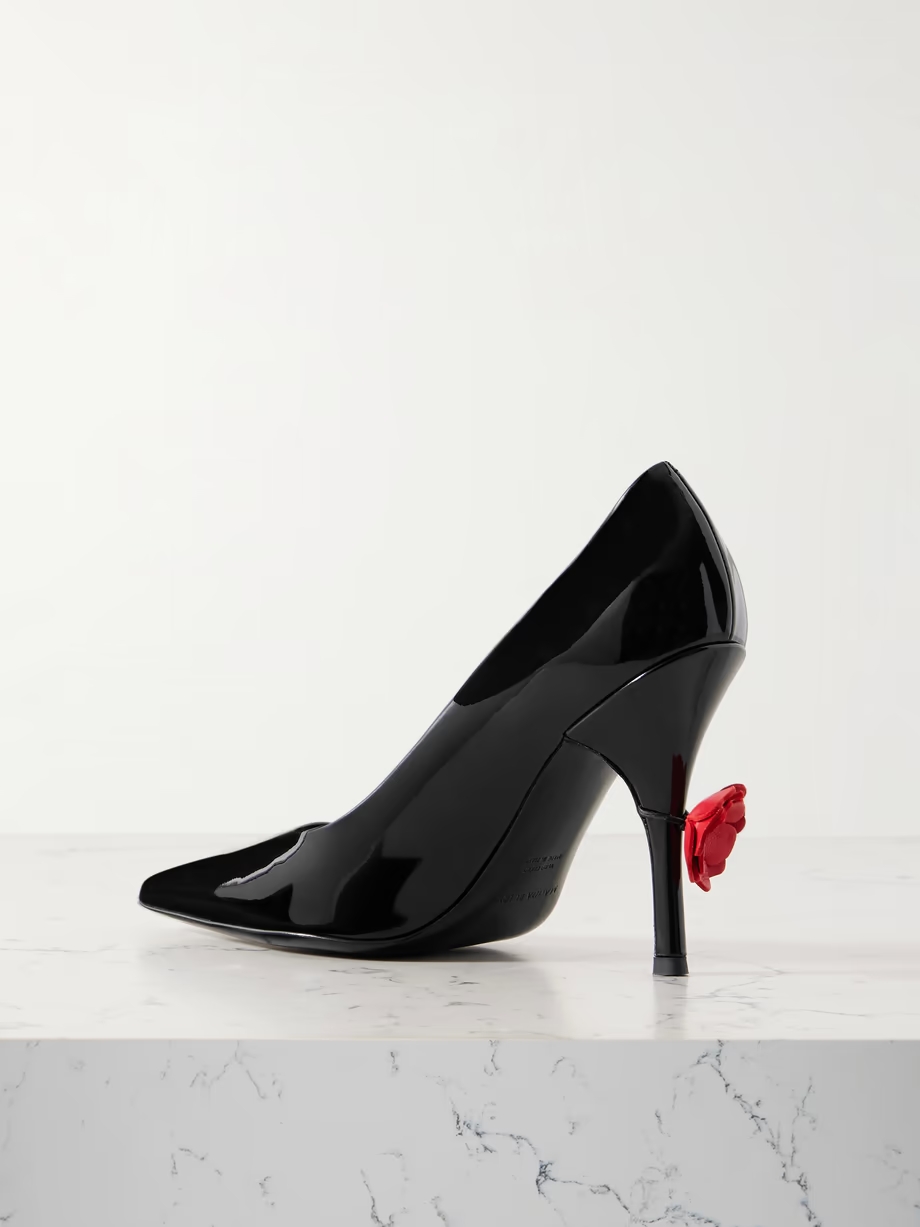 Appliquéd patent-leather pumps