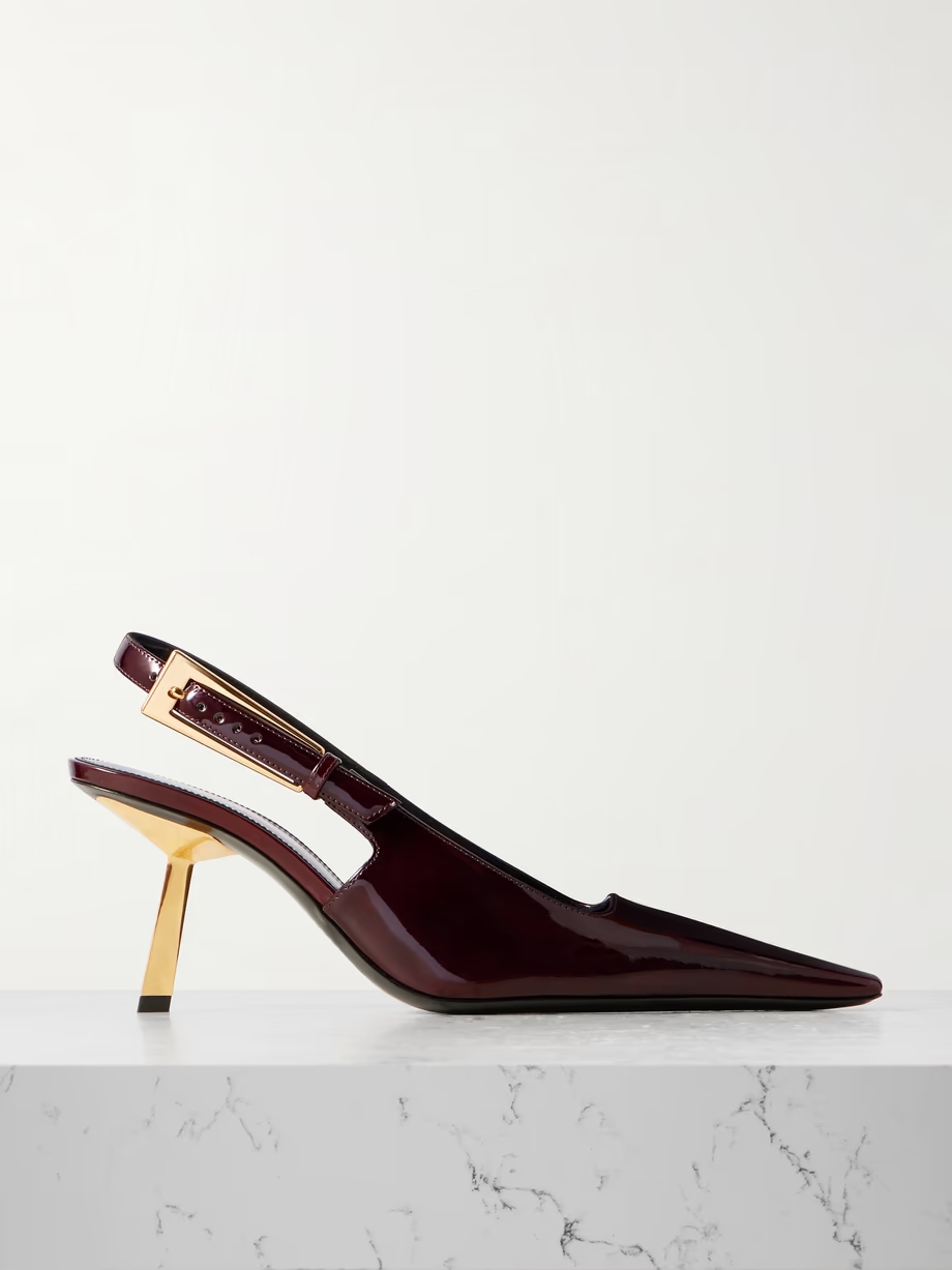 Lee patent-leather slingback pumps