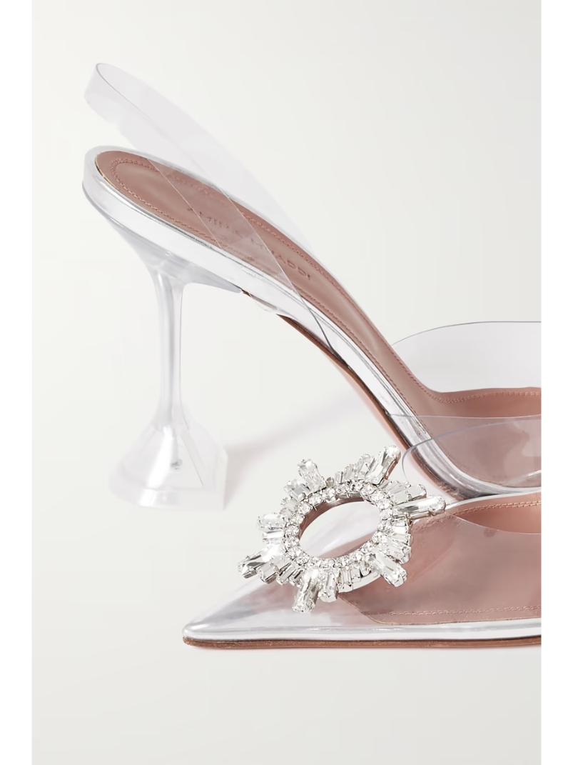 Begum crystal-embellished PVC slingback pumps