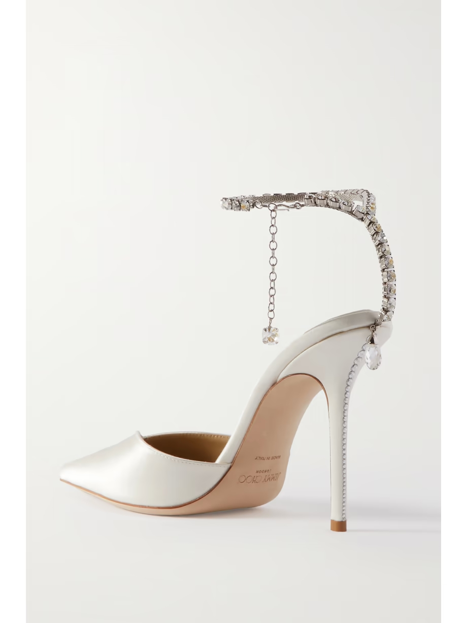 Saeda 100 crystal-embellished satin pumps