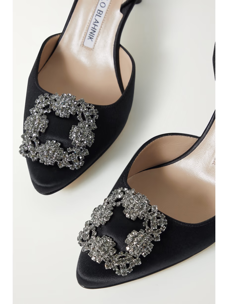 Hangisli 70 embellished satin slingback pumps