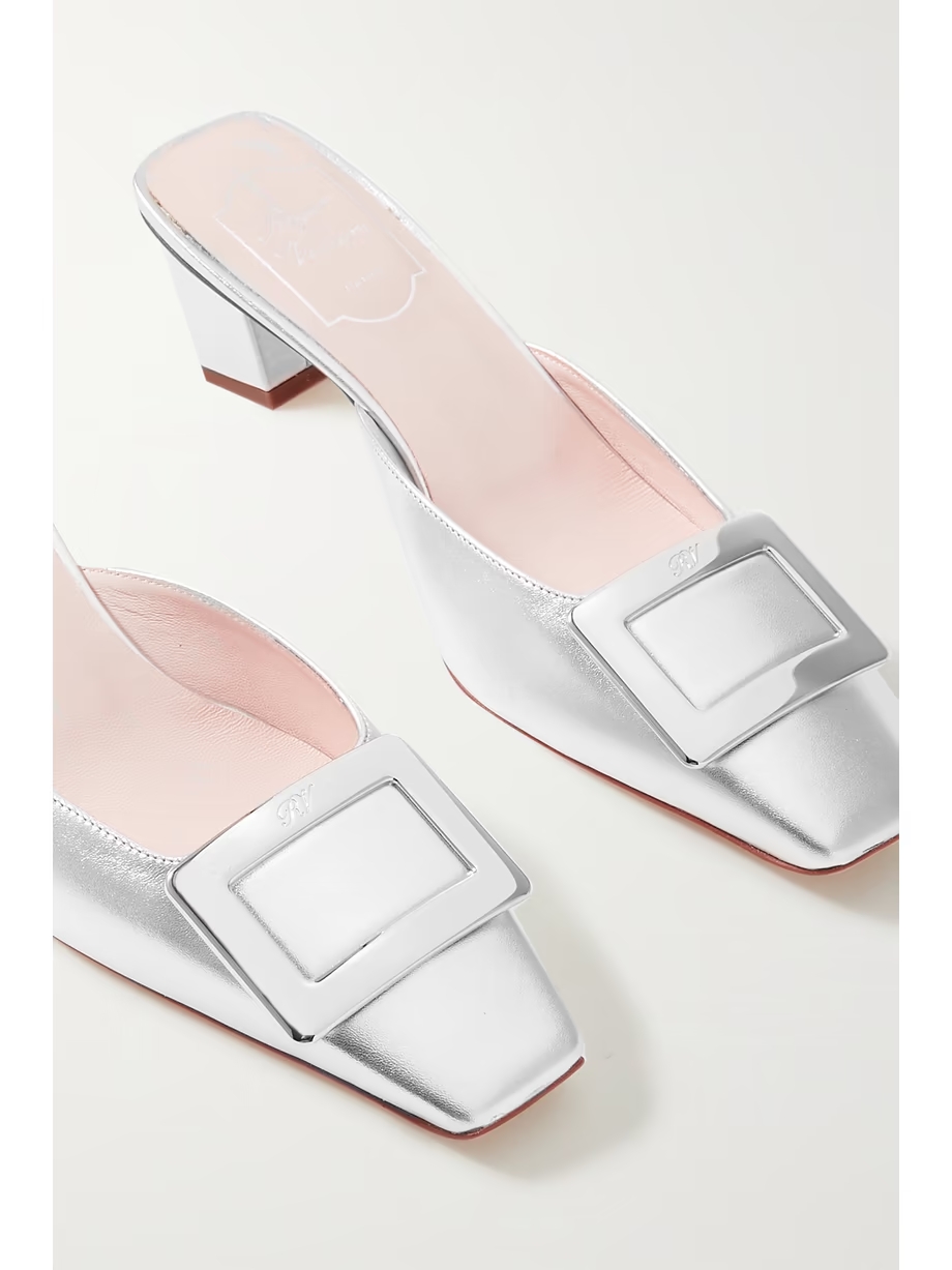 Belle Vivier metallic leather mules