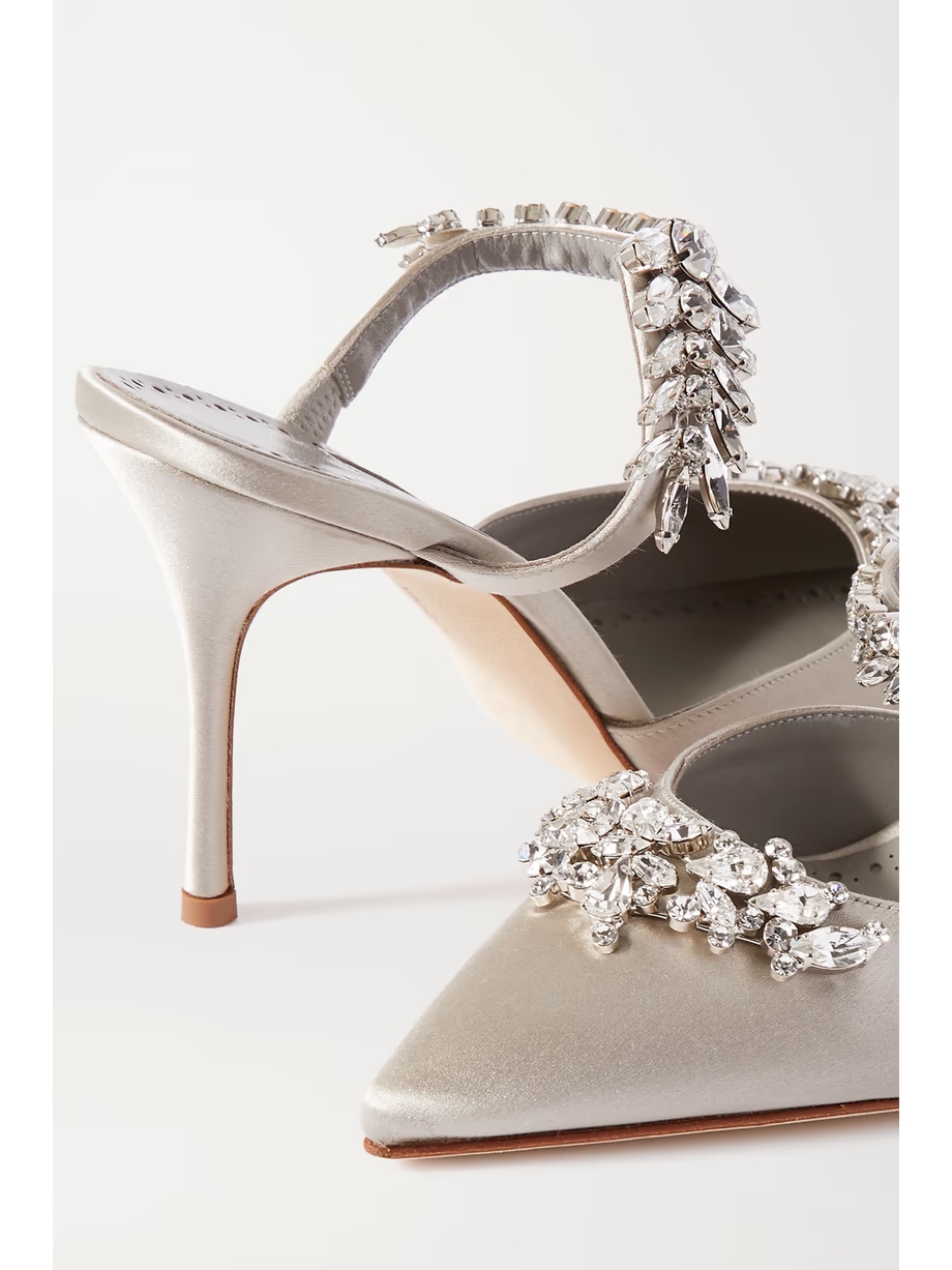 Lurum 90 crystal-embellished satin mules