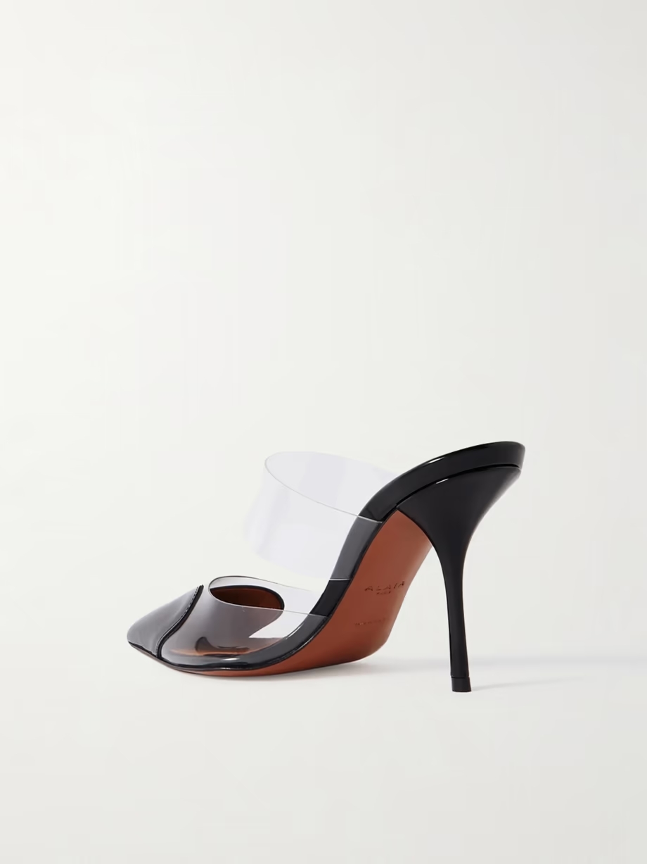 Cœur 90 PU and patent-leather point-toe mules