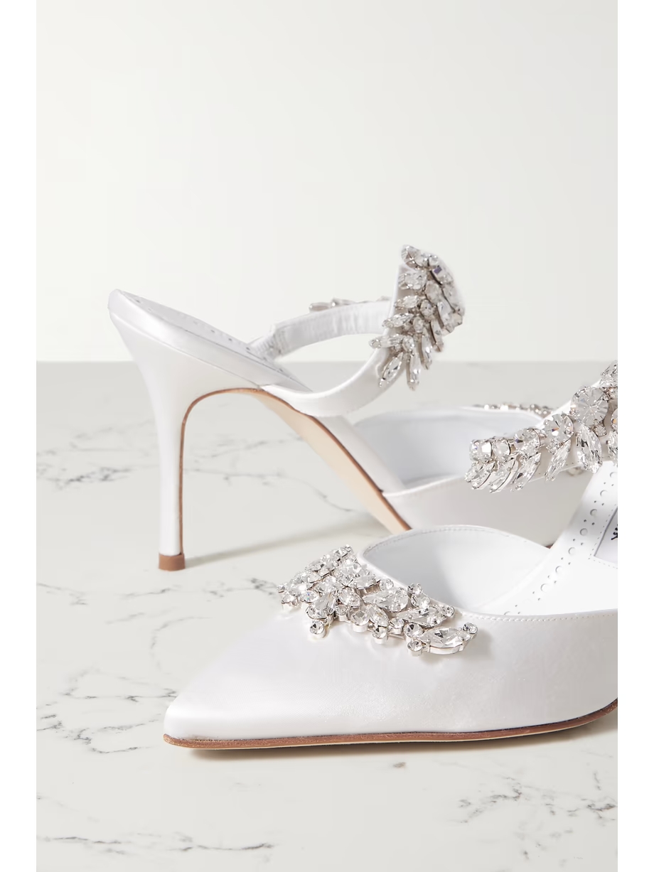 Lurum 90 crystal-embellished satin mules