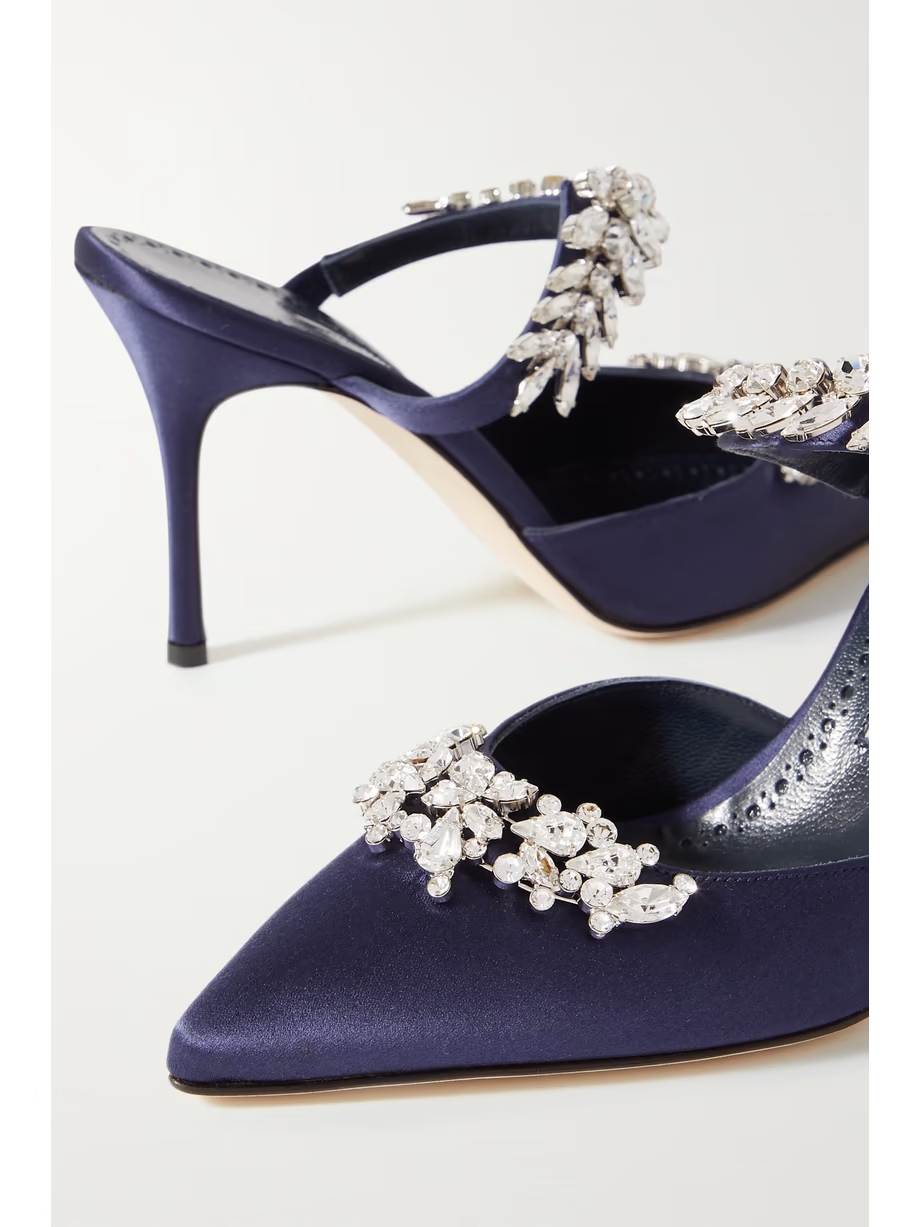 Lurum 90 crystal-embellished satin mules