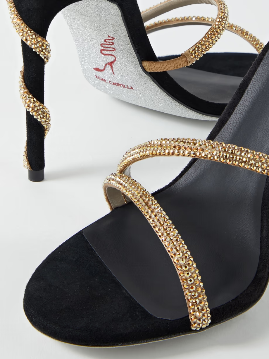 Crystal-embellished suede sandals