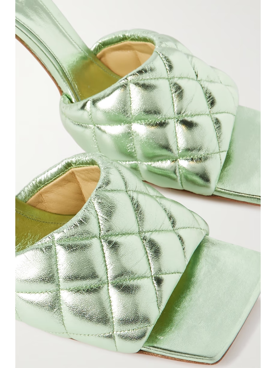 Quilted metallic leather mules