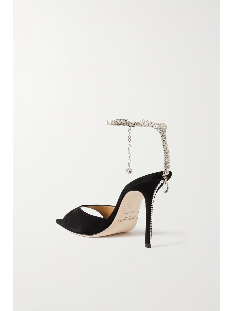 Saeda 100 crystal-embellished suede sandals