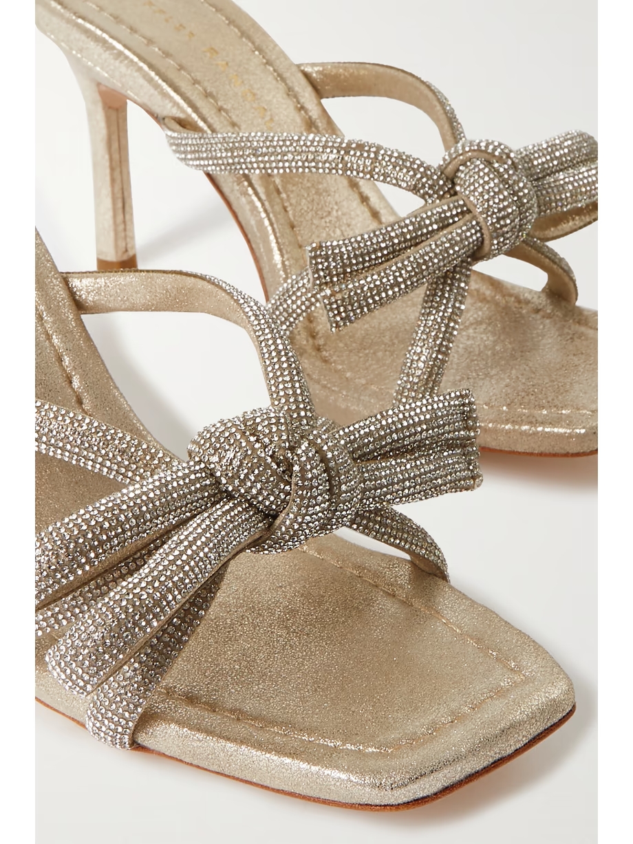 Margi crystal-embellished metallic suede mules