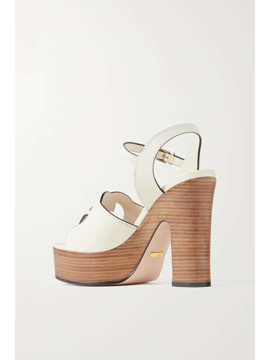 Cutout leather platform sandals