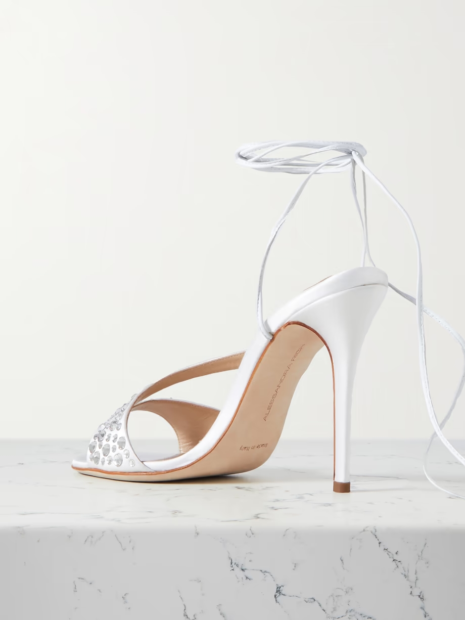 Crystal-embellished satin sandals