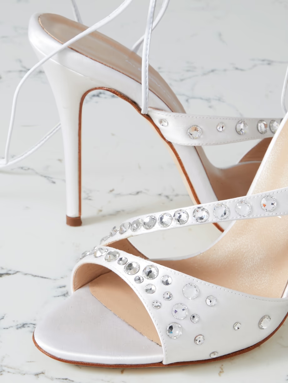 Crystal-embellished satin sandals