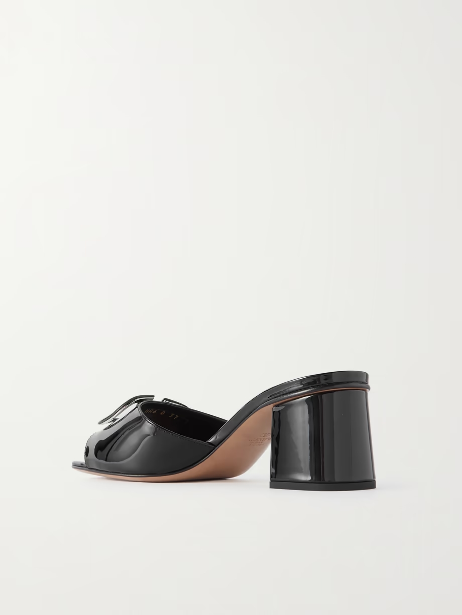 VLOGO embellished patent-leather mules